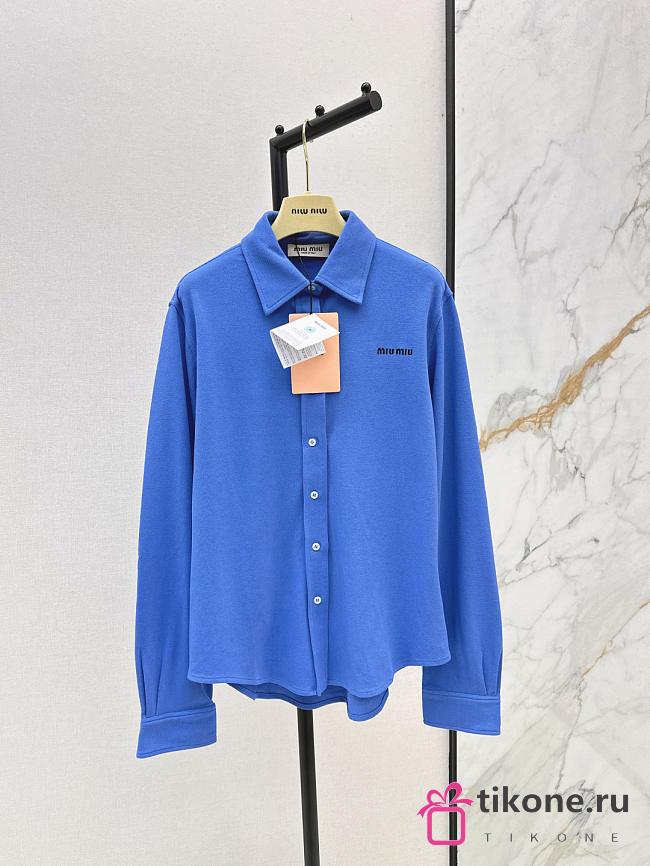 Miumiu Cotton Pique Shirt Periwinkle Blue - 1