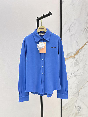 Miumiu Cotton Pique Shirt Periwinkle Blue