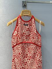 Miumiu Long Floral Print Crepe De Chine Dress Red/White  - 5