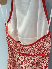 Miumiu Long Floral Print Crepe De Chine Dress Red/White  - 3