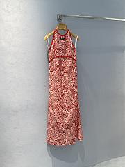 Miumiu Long Floral Print Crepe De Chine Dress Red/White  - 2