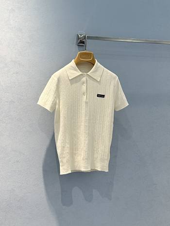 Miumiu Cashmere And Silk Polo Sweater White 