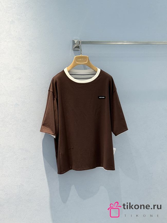 Miumiu Reversible T-shirt In Cotton Brown - 1