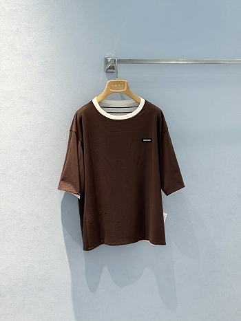 Miumiu Reversible T-shirt In Cotton Brown