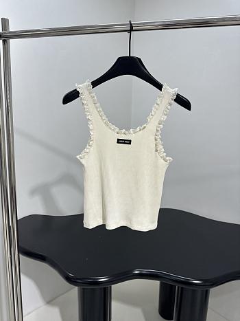 Miumiu Lace-trimmed Cotton Tank Top In White