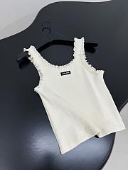 Miumiu Lace-trimmed Cotton Tank Top In White - 6