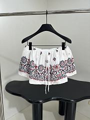 Miumiu Slubbed Poplin Skirt With Print White/Blue - 1