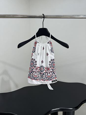 Miumiu Printed Poplin Halter Top White/Blue