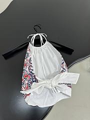 Miumiu Printed Poplin Halter Top White/Blue - 3