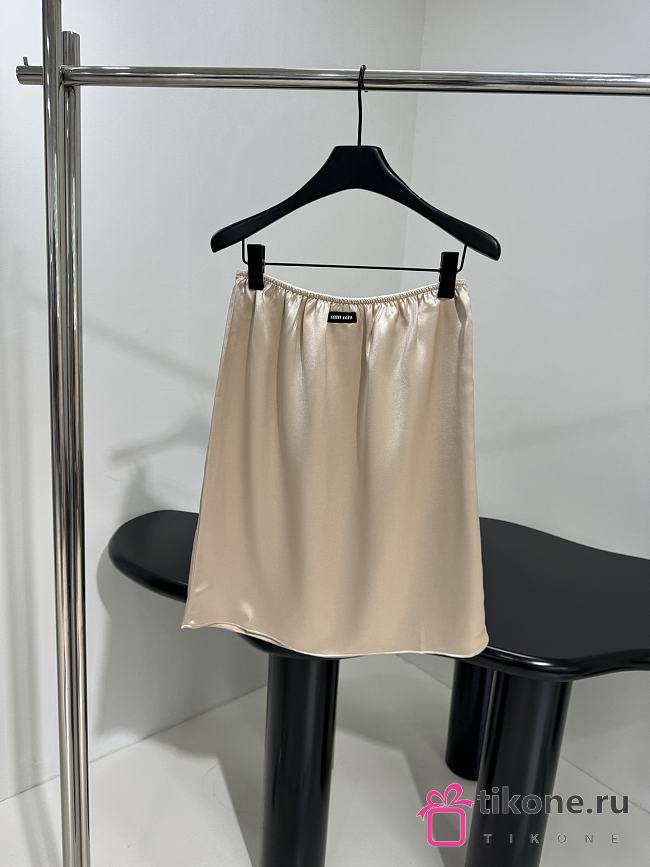 Miumiu Satin Skirt Desert Beige - 1