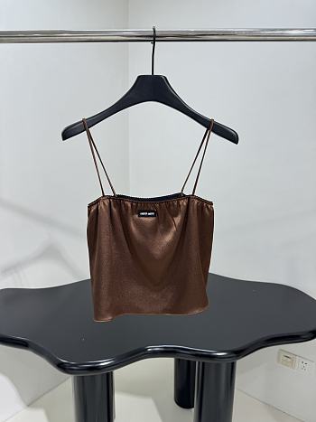 Miumiu Satin Top Brown