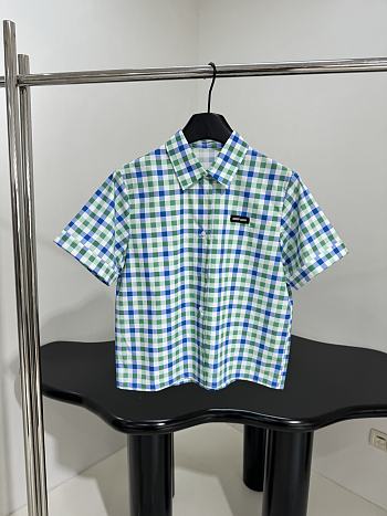 Miumiu Gingham Check Poplin Shirt White/Green 