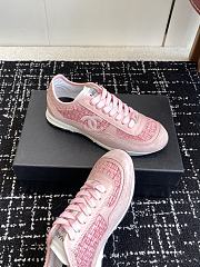 Chanel Sneakers Glittered Tweed Suede & Patent Calfskin Pink - 4