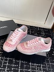 Chanel Sneakers Glittered Tweed Suede & Patent Calfskin Pink - 3