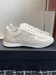 Chanel Sneakers Glittered Tweed Suede & Patent Calfskin White - 1