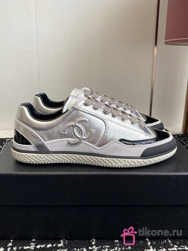 Chanel Sneakers Taurillon Suede & Patent Calfskin Black Silver - 1