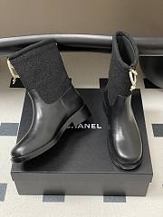Chanel Tweed & Leather Short Boots With Pearls Black - 5