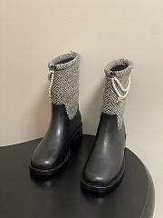 Chanel Tweed & Leather Short Boots With Pearls  - 6