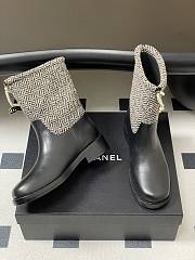 Chanel Tweed & Leather Short Boots With Pearls  - 4