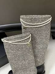 Chanel Tweed & Leather Hight Boots with Pearl Chain  - 2