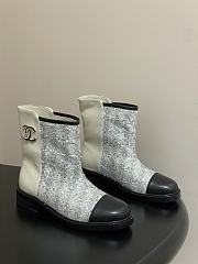 Chanel Sequins & Calfskin Short Boots White - 6