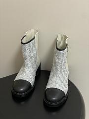 Chanel Sequins & Calfskin Short Boots White - 4