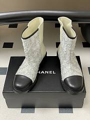 Chanel Sequins & Calfskin Short Boots White - 3