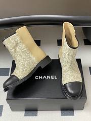 Chanel Sequins & Calfskin Short Boots Beige - 6