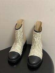 Chanel Sequins & Calfskin Short Boots Beige - 3