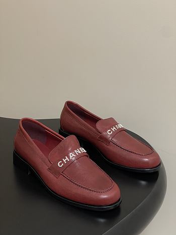 Chanel Calfskin Loafers with Strass Red