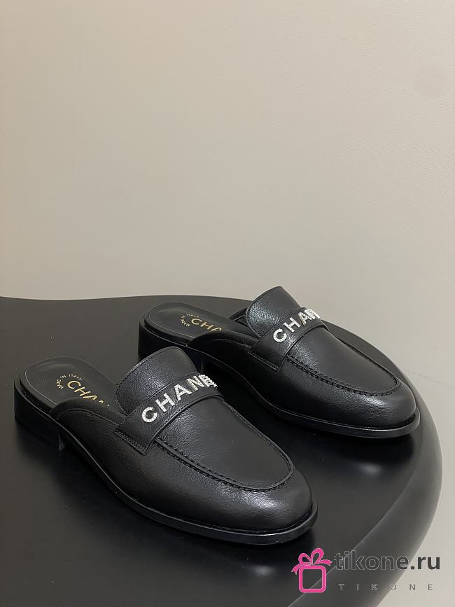 Chanel Calfskin Mule with Strass Black - 1