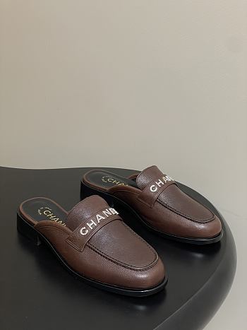 Chanel Calfskin Mule with Strass Dark Brown