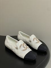 Chanel Quilted Loafers Gold CC Embellished Black White - 1