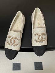 Chanel Quilted Loafers Gold CC Embellished Black White - 4