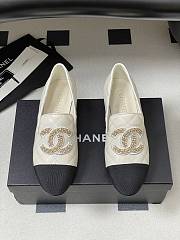 Chanel Quilted Loafers Gold CC Embellished Black White - 2
