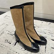 Chanel High Boots Suede Calfskin & Lambskin Beige & Black - 1