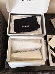 Chanel White Calfskin Sneakers with Gold CC Logo - 5