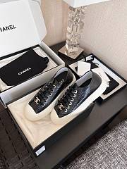 Chanel Black Calfskin Sneakers with Gold CC Logo - 5