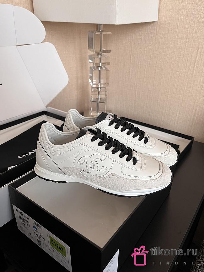 Chanel Sneakers Suede Calfskin & Grained Calfskin White & Black - 1