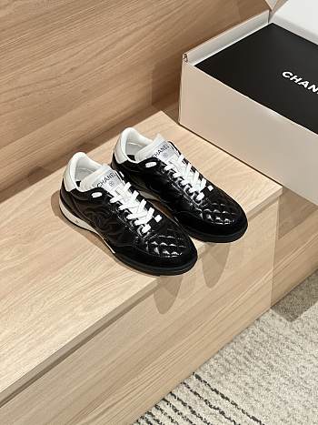 Chanel Sneakers Shiny Calfskin Suede Calfskin Black & White