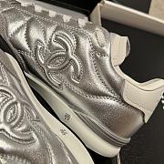 Chanel Sneakers Shiny Calfskin Suede Calfskin Silver & White - 5