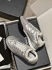 Chanel Sneakers Shiny Calfskin Suede Calfskin Silver & White - 3