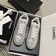 Chanel Sneakers Shiny Calfskin Suede Calfskin Silver & White - 4