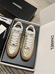 Chanel Sneakers Shiny Calfskin Suede Calfskin Gold & White - 4