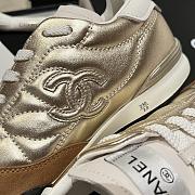 Chanel Sneakers Shiny Calfskin Suede Calfskin Gold & White - 5