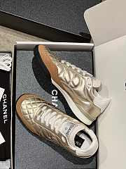 Chanel Sneakers Shiny Calfskin Suede Calfskin Gold & White - 3