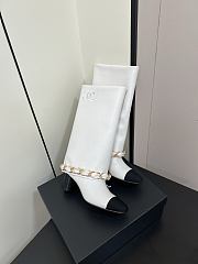 Chanel High Boots Lambskin & Grosgrain White & Black - 4