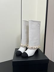 Chanel High Boots Lambskin & Grosgrain White & Black - 5