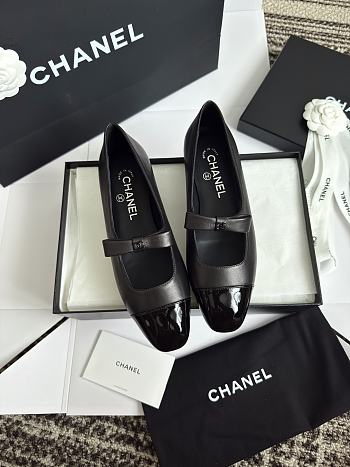 Chanel Mary Janes Lambskin and Patent Calfskin Black