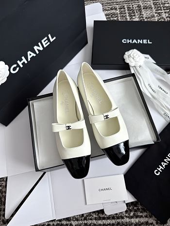 Chanel Mary Janes Lambskin and Patent Calfskin Ivory & Black